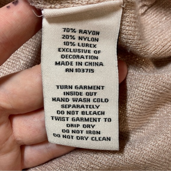 Nanette Lepore champagne pink metallic sweater with pleated sleeves - Picture 9 of 9